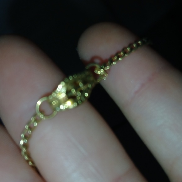 Victorian Faux Onyx Necklace Black Stone Filigree Pendant Vtg 7" - Swanky Barn - Picture 4 of 4